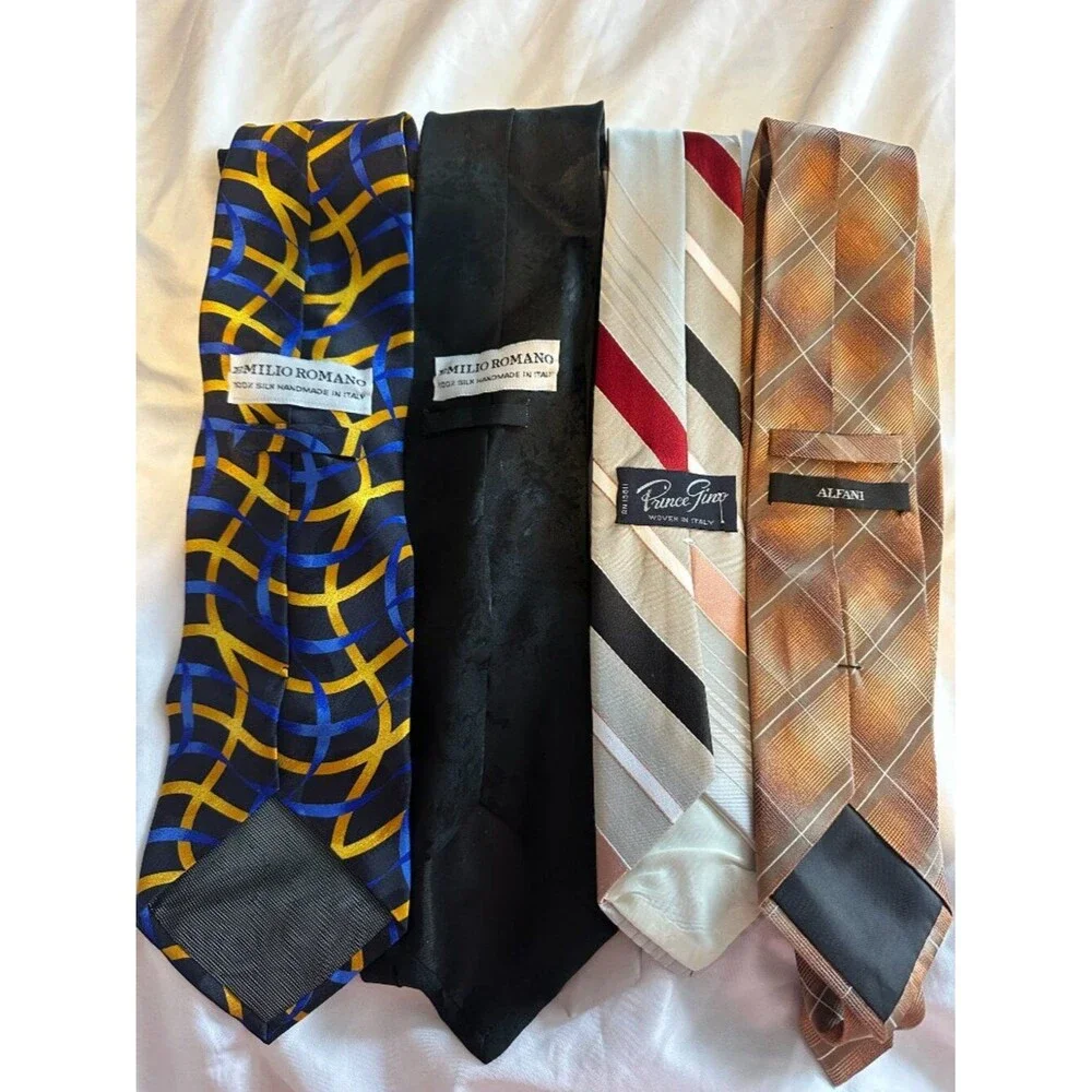 Vintage Italian Silk Ties Lot 4 Emilio Romano Prince Gino Alfani Designer Luxury